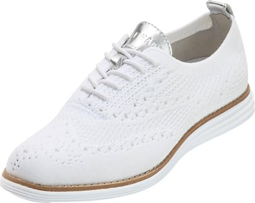 Cole Haan womens Originalgrand Stitchlite Wingtip Oxford Flat, Optic White Knit/Optic White, 9 US - Image 4
