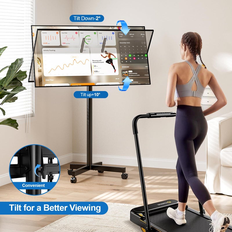 HOLMAXD Mobile TV Cart Rolling TV Stand for 23-65 Inch LCD LED OLED 4K Smart TVs up to 110lbs, Height Adjustable Portable AV Cart with Wheels and Tilt Mount, Outdoor TV Stand Mount, Max VESA 400x400mm - Image 2