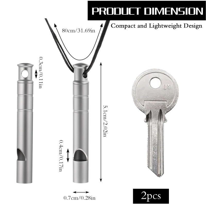 ValueBargain 2Pcs Titanium Whistle Emergency, 120DB Titanium Whistle with Lanyard for Hiking, Camping, and Emergencies - Image 3