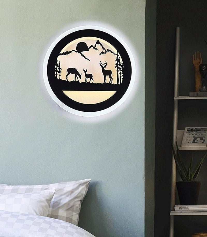 Lyse Decor Deer Scenery Design Wall Lights for Living Room Stylish Latest, Wall led Lights for Home Decoration Hall, Cafe Decoration Items for Wall and Restaurants (4 in 1) - Image 1
