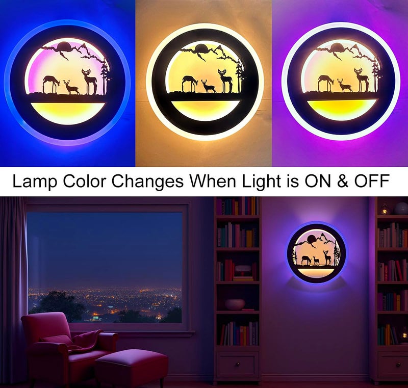 Lyse Decor Deer Scenery Design Wall Lights for Living Room Stylish Latest, Wall led Lights for Home Decoration Hall, Cafe Decoration Items for Wall and Restaurants (4 in 1) - Image 3