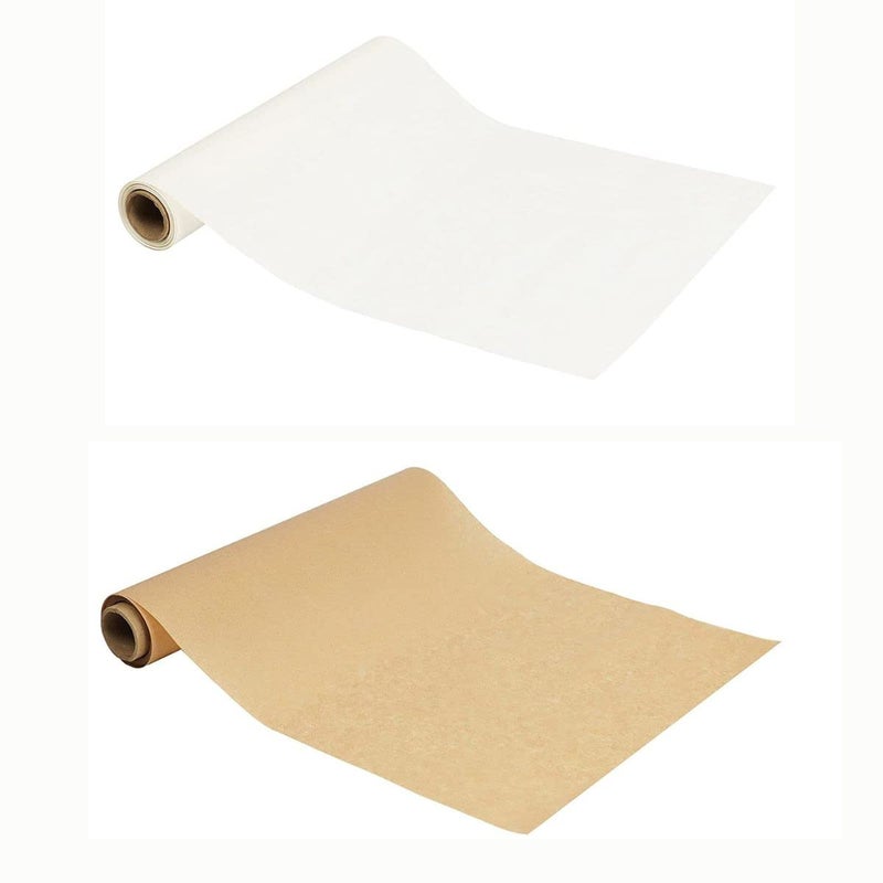 PureWraps Food Wrapping Paper Roll Food Grade Butter Paper Roll | Non Printed | 18 Meter | White and Brown Plain| Pack of 2 (White Plain and Brown Plain) - Image 3