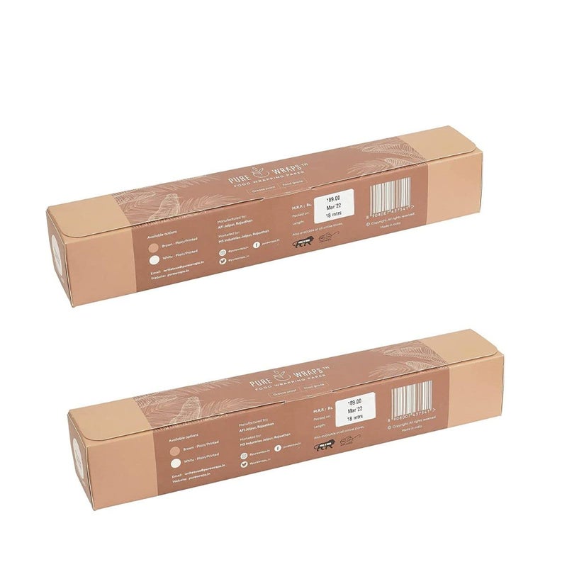 PureWraps Food Wrapping Paper Roll Food Grade Butter Paper Roll | Non Printed | 18 Meter | White and Brown Plain| Pack of 2 (White Plain and Brown Plain) - Image 5