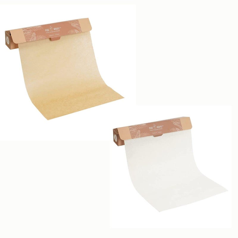 PureWraps Food Wrapping Paper Roll Food Grade Butter Paper Roll | Non Printed | 18 Meter | White and Brown Plain| Pack of 2 (White Plain and Brown Plain) - Image 2