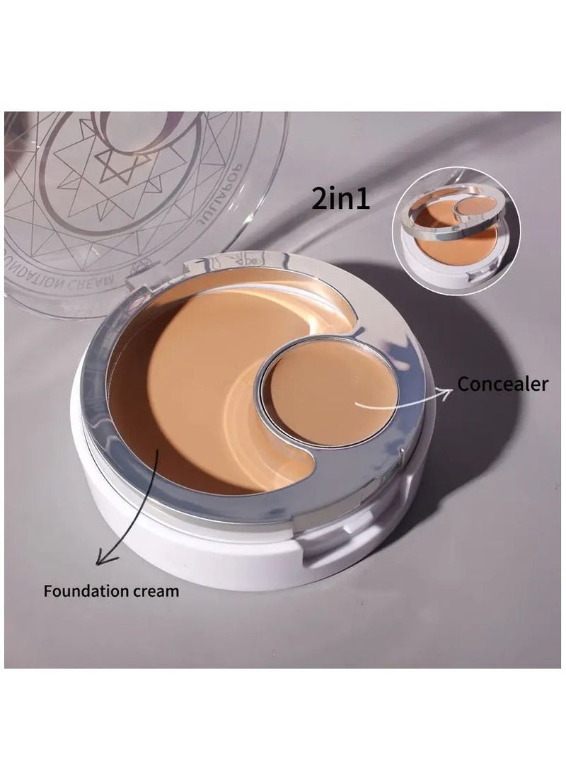 JULIA POP - 2 in 1 Foundation Cream Professional Color Correcting Concealer Cream Long-Wearing Full Coverage Makeup and Corrector for Under Eye Dark Circles Acne & Blemishes Reduces Redness No.04 - Image 1