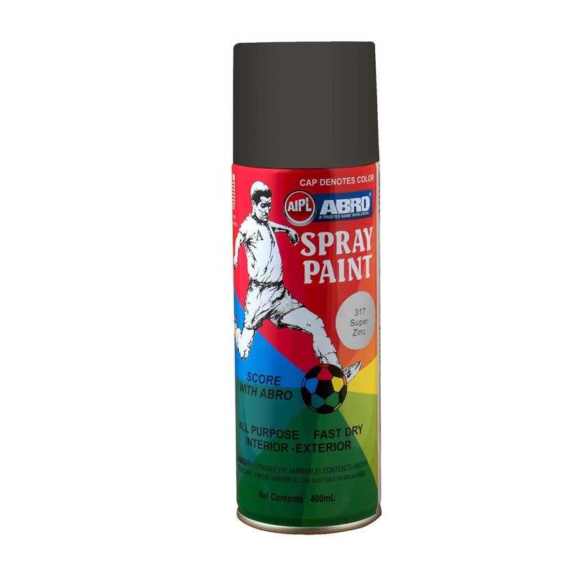 Abro SP-Z1 Multipurpose Colour Spray Paint Can (400ml, Super Zinc) DIY Quick Drying for Metal, Wood, Walls, Automotive Cars and Bikes - Image 1