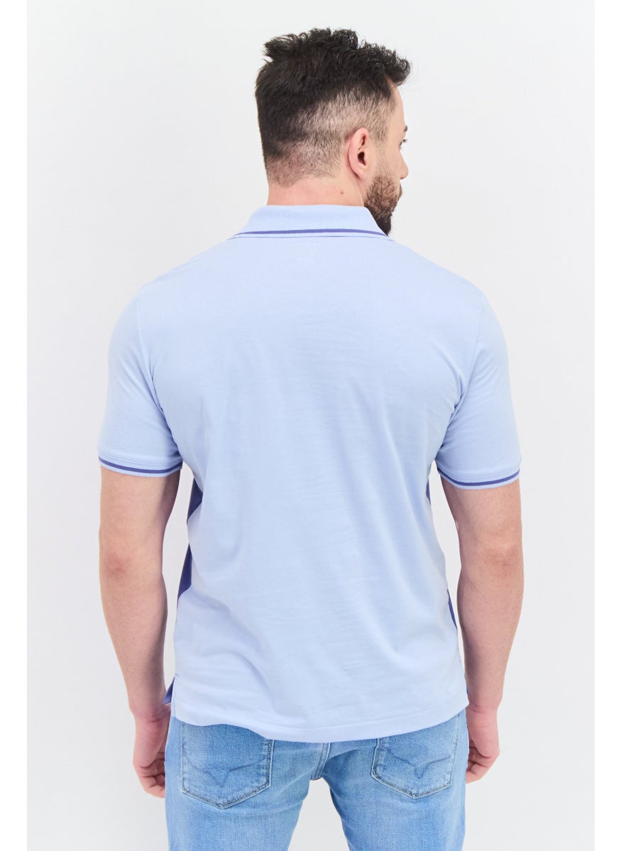 Van Heusen - Men Regular Fit Stripe Short Sleeve Polo Shirts, Blue Combo - Image 1