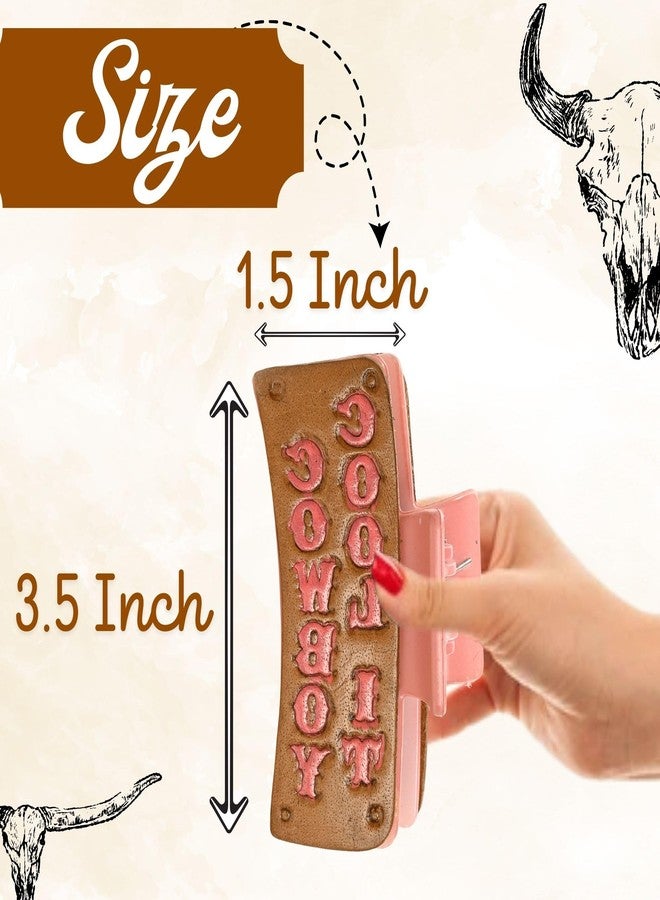 Merbaa Store Merbaa Western Hair Clips, Hair Claw Clip for Women, Handmade Leather Look & Matte Plastic, Strong Grip for Thick, Thin, Curly or Straight Hair, Accessories Gift for Women and Girls - Image 2