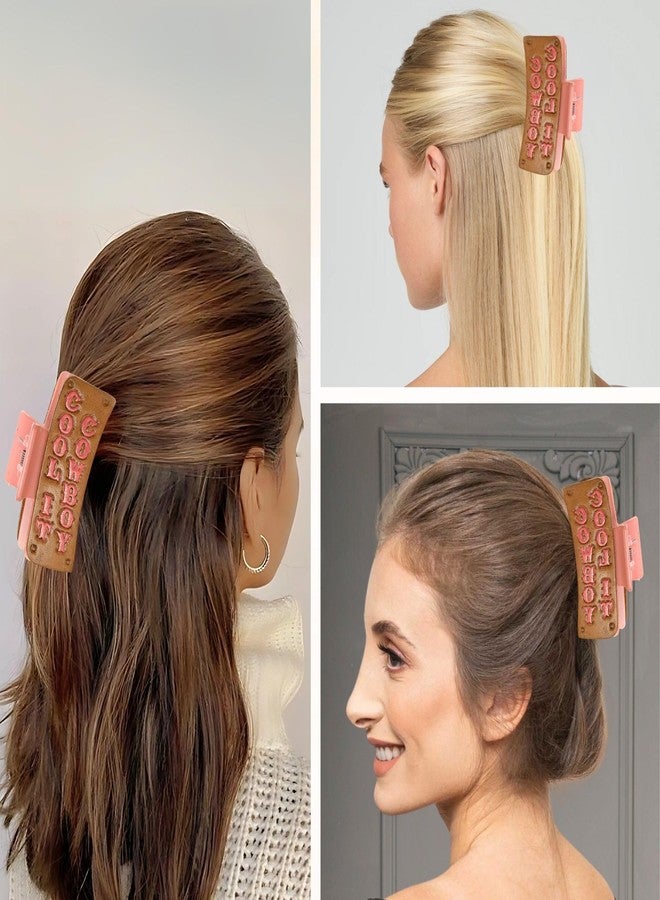 Merbaa Store Merbaa Western Hair Clips, Hair Claw Clip for Women, Handmade Leather Look & Matte Plastic, Strong Grip for Thick, Thin, Curly or Straight Hair, Accessories Gift for Women and Girls - Image 5