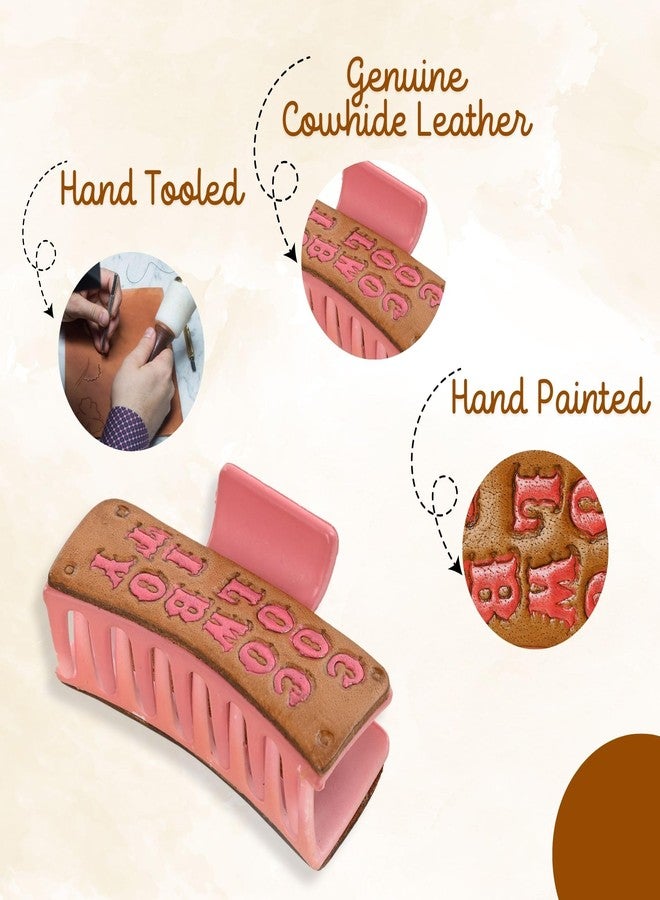 Merbaa Store Merbaa Western Hair Clips, Hair Claw Clip for Women, Handmade Leather Look & Matte Plastic, Strong Grip for Thick, Thin, Curly or Straight Hair, Accessories Gift for Women and Girls - Image 3