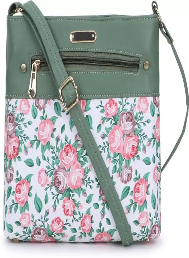 Nexeura Trendy Floral Crossbody Bag for Women - Stylish Faux Leather Handbag with Adjustable Strap, Large Capacity, Lightweight Shoulder Purse, Elegant Rose Print for Everyday, Travel & Parties (GREEN) - Image 2