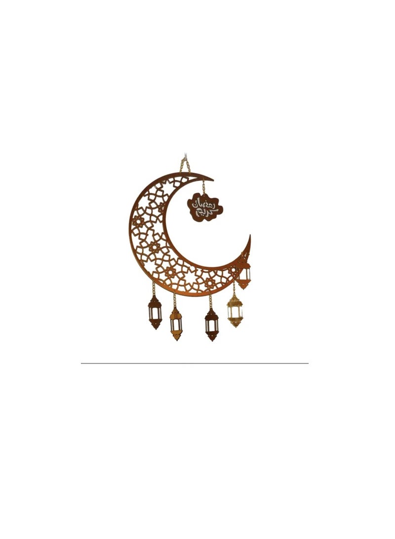 Ramadan decoration pendant, Arabian crescent, 50 cm, Ramadan crescent shape, with small lanterns