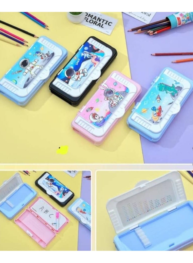 مقلمة اولادي وبناتي  الخامة البلاستيك 2 دور و معاه سبورة صغيرة والقلم بالألوان المختلفة - Image 1