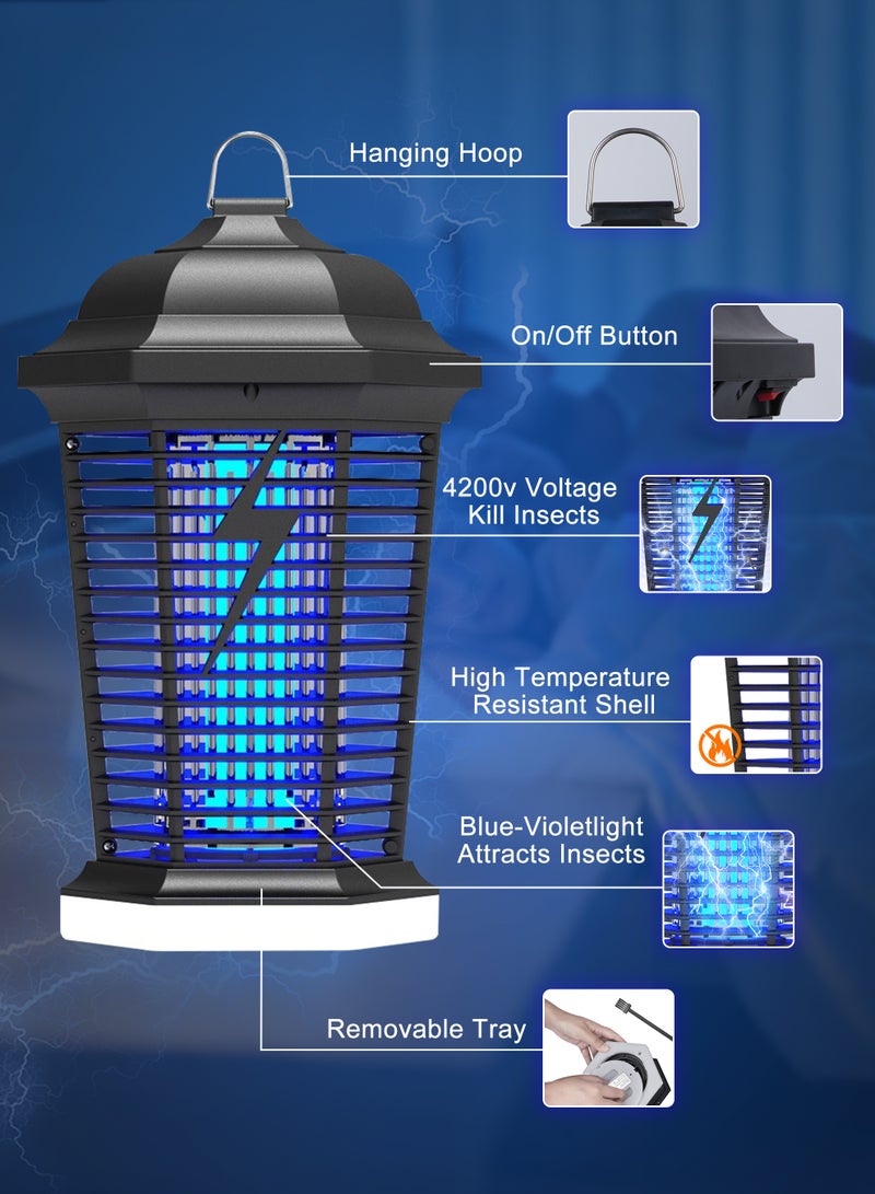 نكومي مضرب البعوض الكهربائي الخارجي مع مصباح LED قابل للتوصيل جهاز قتل البعوض بالصعق الكهربائي مصيدة الذباب جهاز القضاء على الحشرات الطائرة في الداخل والخارج - Image 5
