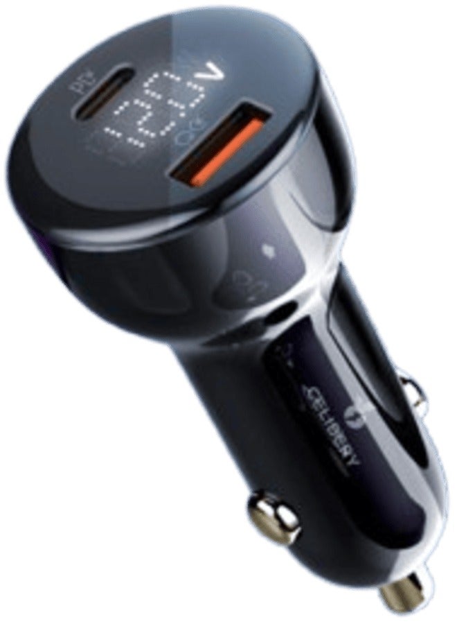 CELIBERY 100W Super Fast Car Charger Fast Charging 2 Port USB Car Power Adapter With 100W USB C Cable Car Fast Charger Plug For Steam Deck Macbook Laptops Tablets iPhone 16 15 Series Samsung Galaxy Xiaomi Black - Image 1