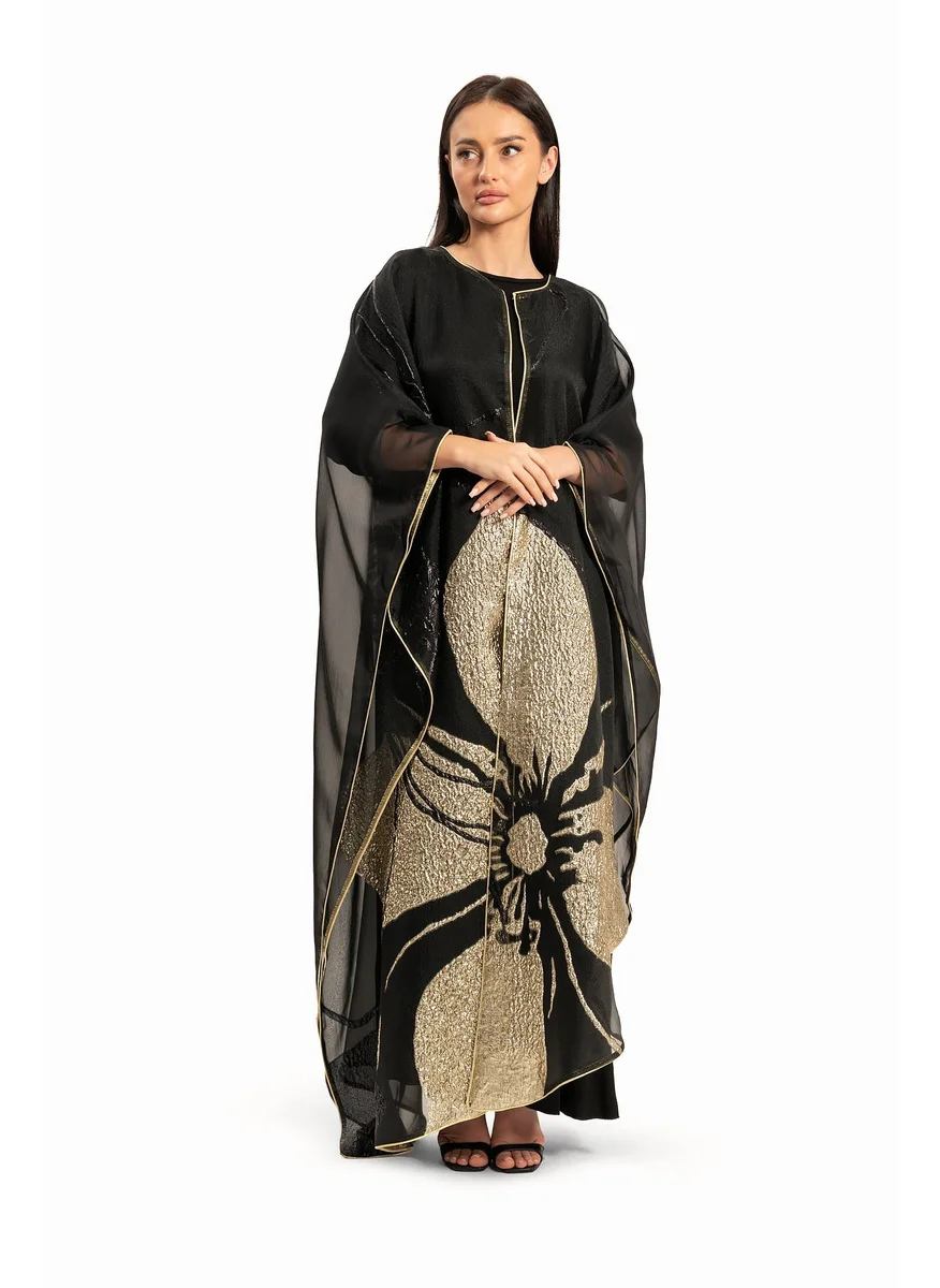 وي كرييت Women Black with Gold-tone Floral Print Kaftan By WECRE8