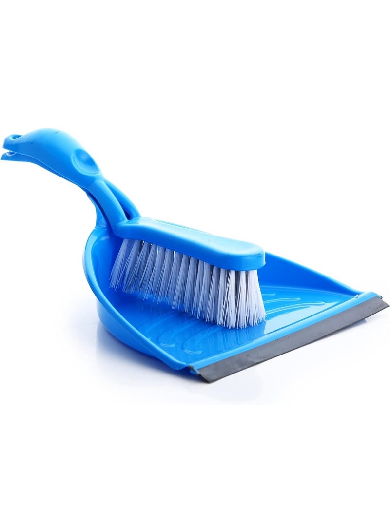 Emerald Blue Dustpan and Brush Set - Quality Plastic, Ergonomic Handle, Lightweight, Compact Design for Efficient Cleaning - Indoor & Outdoor Use, Ideal for Home, Office, Garage, and Car - Image 1