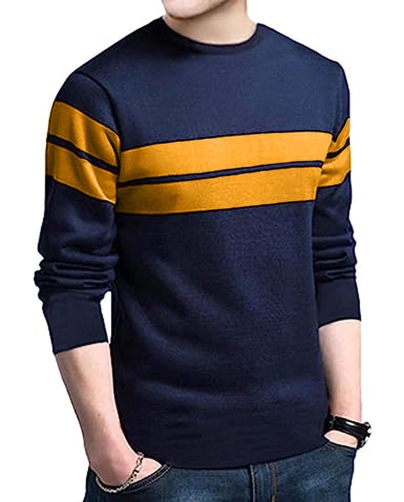 LEOTUDE Men's Regular Fit Cottonblend T-Shirt(42MARN01_P_NavyBlue_Large) - Image 1