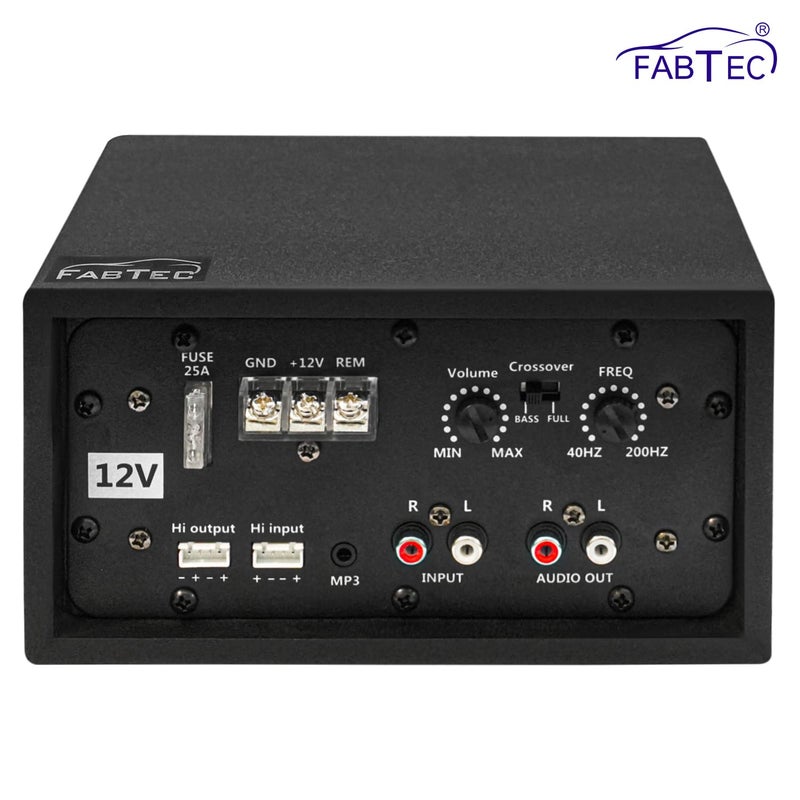 FABTEC مضخم صوت سيارة 12 فولت ثنائي القناة 120 واط ستيريو طاقة أحادي مضخم صوت، مجموعة مضخم صوت جهير، كتلة أحادية، هيكل أسود، مضخم صوت متعدد القنوات للسيارة من الفئة AB، مزود طاقة موصل MOSFET DC - Image 5