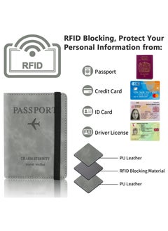 Generic Passport Holder Wallet Cover Case, Passport Case with RFID Blocking, PU Leather Travel Document Holder for Men and Wen Travel Accessories (Grey)  - Image 3