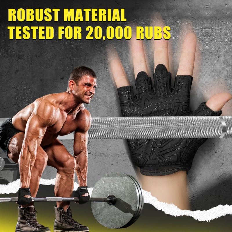 HOZMOZ Ventilated Weight Lifting Gloves, Thick Padded Workout Gym Gloves with Full Palm Protection & Grip & Shock Absorption for Women & Men's Fitness Exercise Training - Image 2