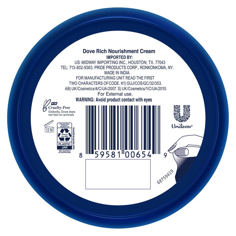 Dove Body Love Rich Nourishment Cream, Face, Hand & Body Lotion for Extremely Dry Skin, Fast-Absorbing 72-Hour Moisturizing Cream with Ceramide Serum, Travel Size, 2.53 Oz (Pack of 6) - Image 2