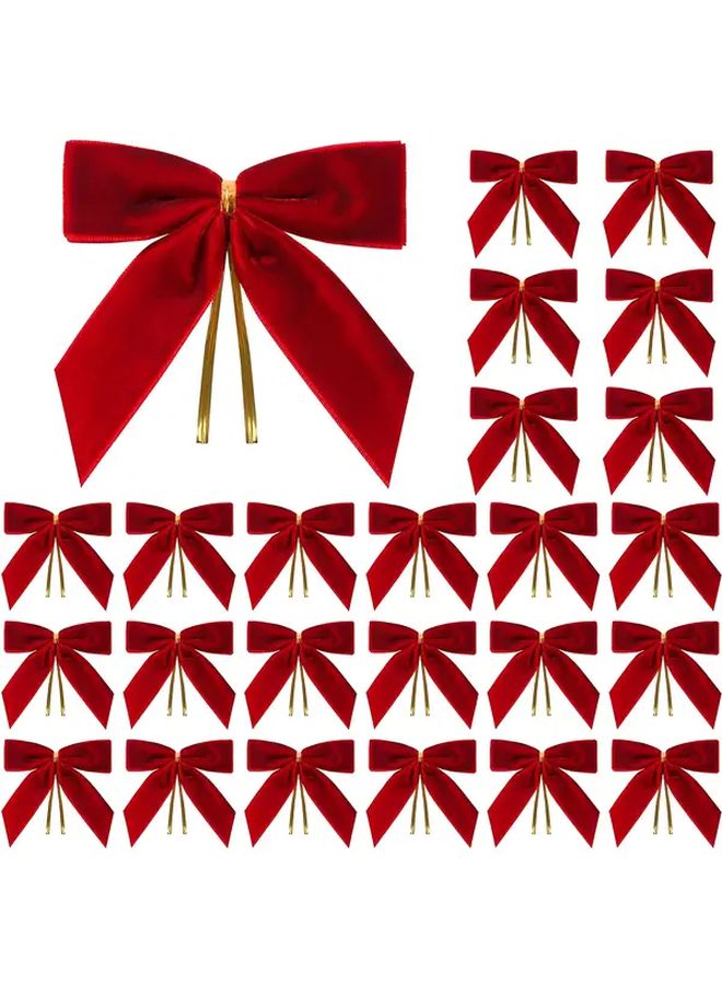 Deep Burgundy Christmas Bows With Golden Accents For Tree Wreaths And Gift Wrapping - Image 5
