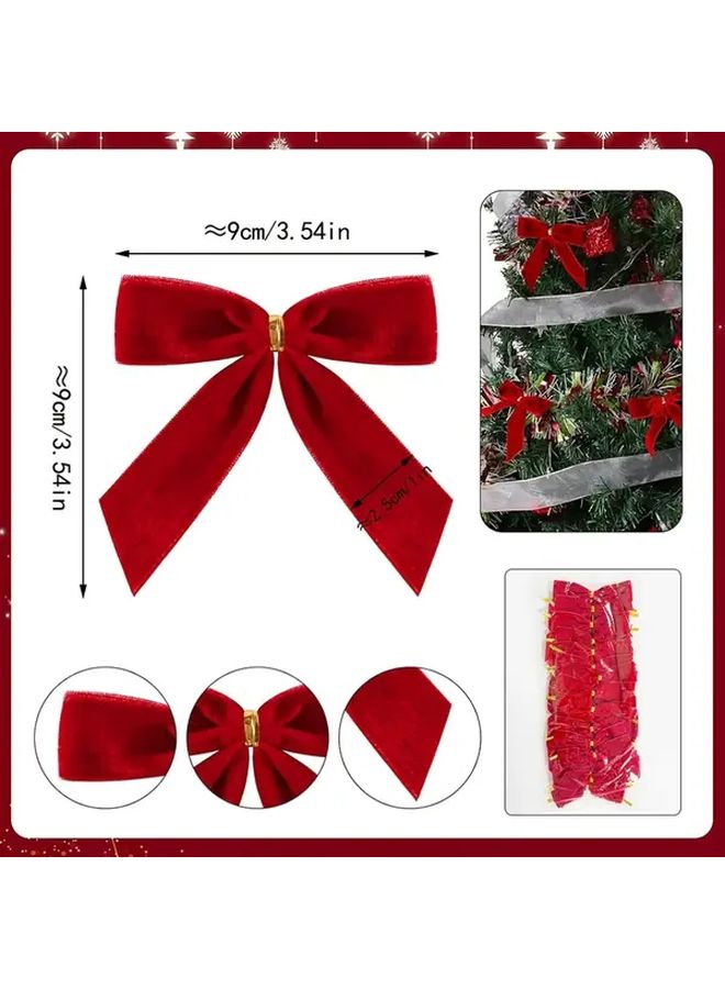 Deep Burgundy Christmas Bows With Golden Accents For Tree Wreaths And Gift Wrapping - Image 3
