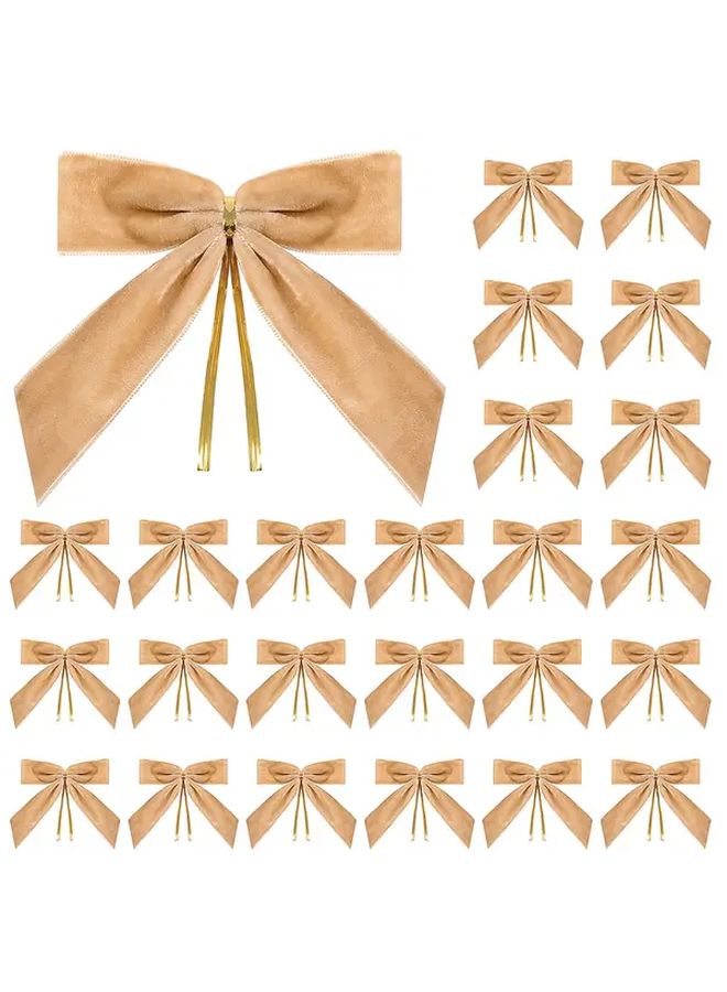 Deep Burgundy Christmas Bows With Golden Accents For Tree Wreaths And Gift Wrapping - Image 2