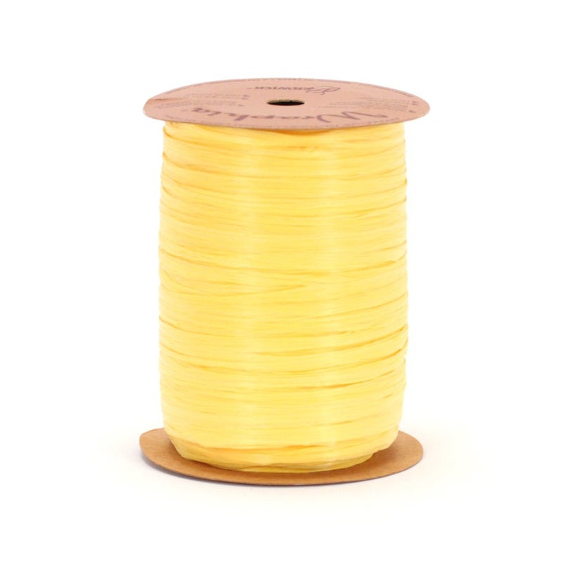 Berwick Offray 1/4'' Wide Matte Raffia Ribbon, Daffodil Yellow, 100 Yards - Image 2
