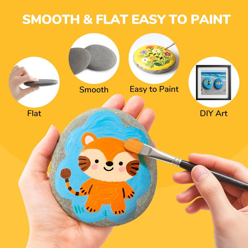 Simetufy 15pcs Rocks for Painting, 5pcs of Each 2-3in, 3-4in, 4-5in, Flat & Smooth River Rocks for Arts & DIY, Kindness Painting Stones for Kids, Garden Deco - Image 4