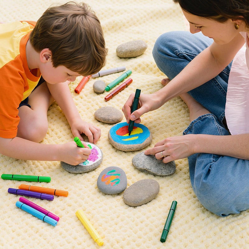 Simetufy 15pcs Rocks for Painting, 5pcs of Each 2-3in, 3-4in, 4-5in, Flat & Smooth River Rocks for Arts & DIY, Kindness Painting Stones for Kids, Garden Deco - Image 5