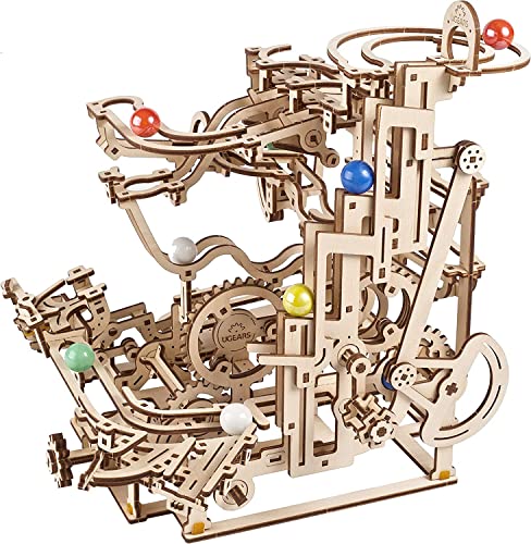 UGEARS Marble Run Tiered Hoist 3D Wooden Puzzles for Adults  Wooden Model Kits for Adults Marble Run Hobbies for Men Wooden Marble Race Model Kits for Adult Brain Teaser Hobby Set - Image 1