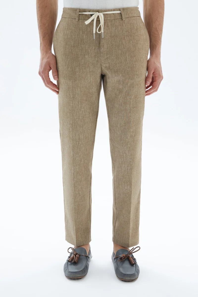 وي كرييت Camel Brown Textured Trousers By WECRE8