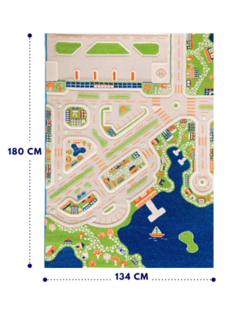 IVI 3D Play Carpet Mini City - Large | Blue | Activity Playmat for Kids & Children | Bedroom, Living Room, Nursery Rug | Polypropylene | Foldable | 180 cm x 134 cm - Image 2