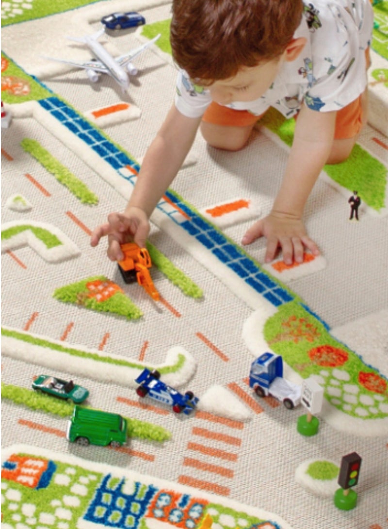 IVI 3D Play Carpet Mini City - Large | Blue | Activity Playmat for Kids & Children | Bedroom, Living Room, Nursery Rug | Polypropylene | Foldable | 180 cm x 134 cm - Image 3