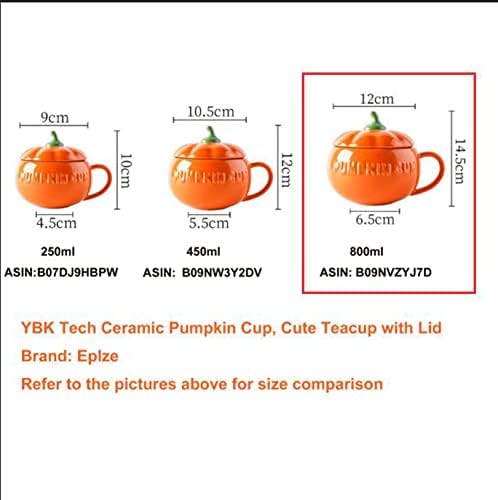 Eplze YBK Tech Cute Pumpkin Cup Ceramic Coffee Mug Tea Cup with Lid 275oz - Image 2