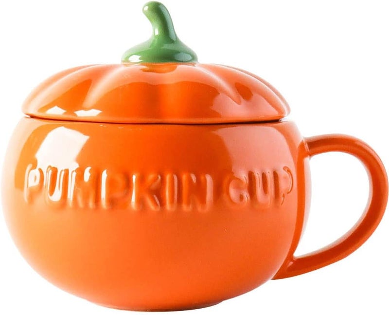 Eplze YBK Tech Cute Pumpkin Cup Ceramic Coffee Mug Tea Cup with Lid 275oz - Image 1