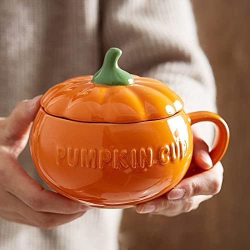 Eplze YBK Tech Cute Pumpkin Cup Ceramic Coffee Mug Tea Cup with Lid 275oz - Image 5