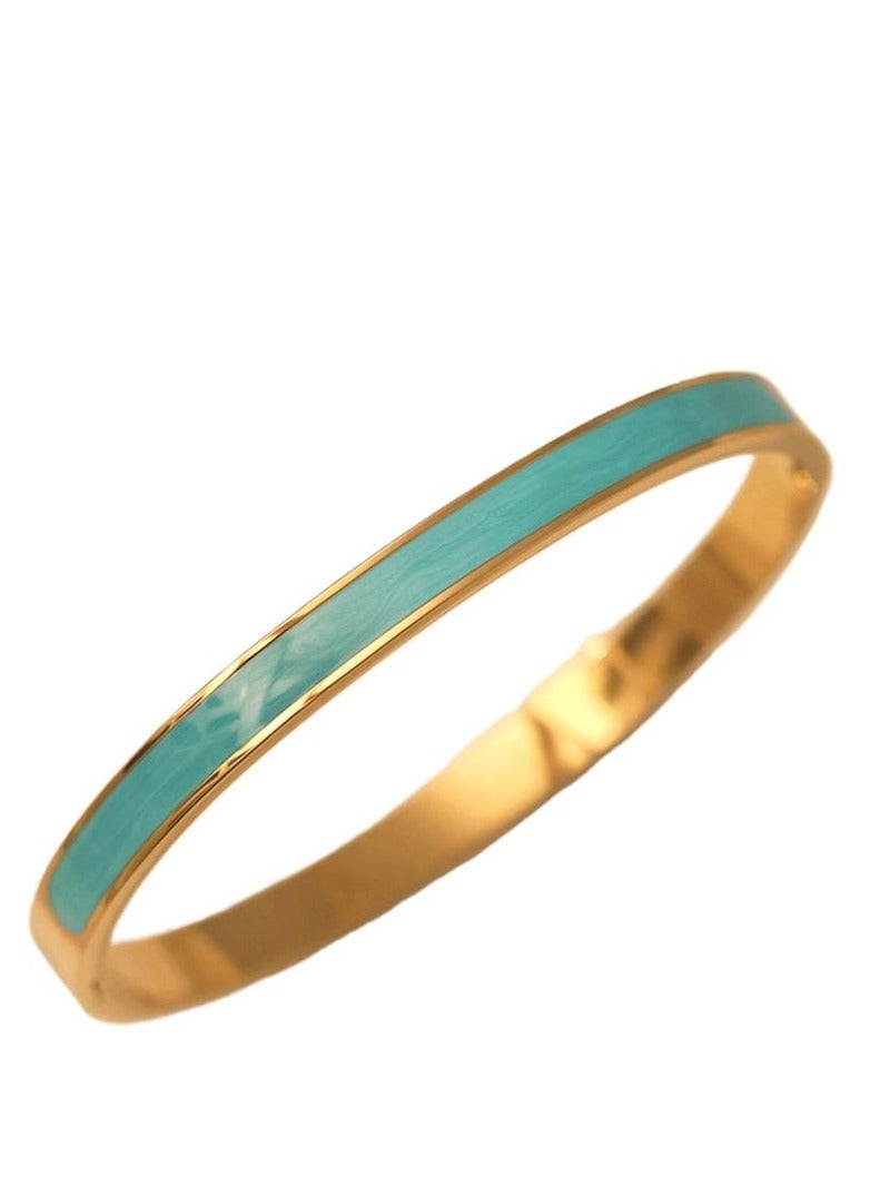 AMETOER 18K Gold-Plated Women's Stainless Steel Epoxy Pearlescent Bracelet – High-End, Color-Fading Resistant Jewelry - Image 1