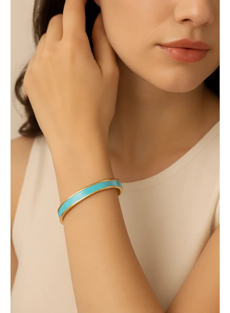 AMETOER 18K Gold-Plated Women's Stainless Steel Epoxy Pearlescent Bracelet – High-End, Color-Fading Resistant Jewelry - Image 2