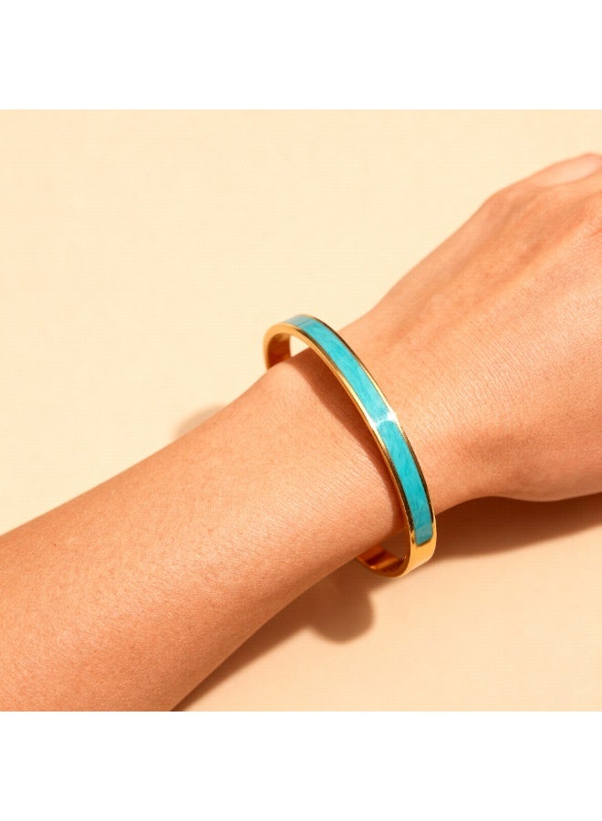 AMETOER 18K Gold-Plated Women's Stainless Steel Epoxy Pearlescent Bracelet – High-End, Color-Fading Resistant Jewelry - Image 3