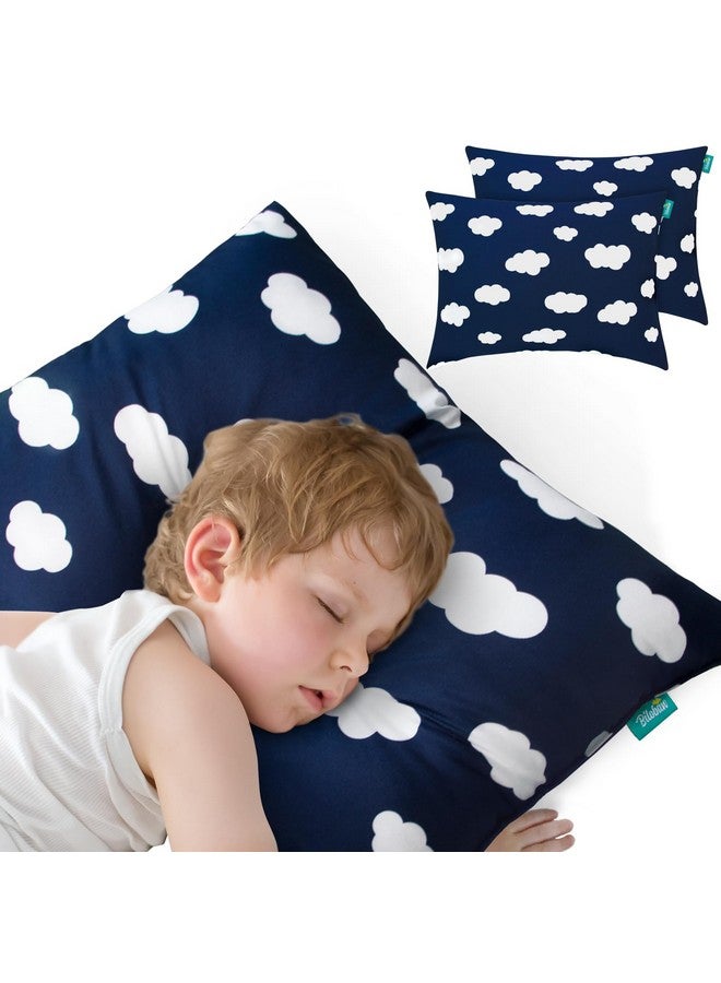 Biloban Toddler Pillow For Sleeping, Kid Pillow 14" X 19" For Small Travel Bed, Nap Pillow For Crib, Soft & Skin-Friendly Small Pillows For Sleeping, Toddler Use Only, Age 2 To 5 (Navy Cloud) - Image 1