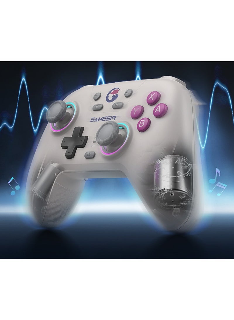Wireless Gamepad GameSir Nova NS Bluetooth Game Controller for Switch, PC, Steam, Android, iOS with Hall Effect Trigger, Turbo, Rumble Vibration White