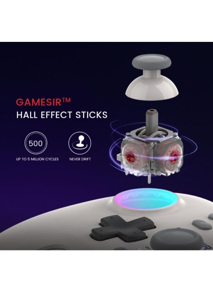 Wireless Gamepad GameSir Nova NS Bluetooth Game Controller for Switch, PC, Steam, Android, iOS with Hall Effect Trigger, Turbo, Rumble Vibration White