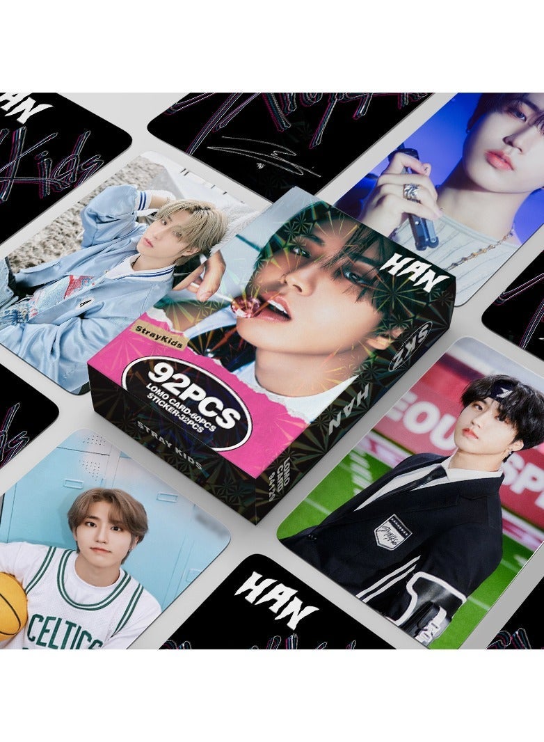 EHOME 92Pcs Stray Kids Member HAN Personal Lomo Card And Sticker - Image 1