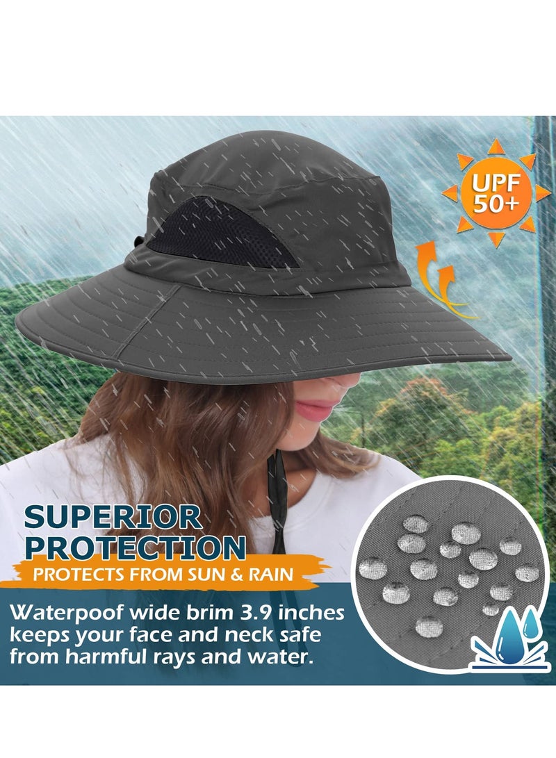 Sun Hat for Men/Women, Fishing Hat, Outdoor Waterproof, UV Protection Hat, Wide Brim Bucket Hat Foldable Boonie Hat Dark Grey for Fishing Hiking Garden Safari Beach - Image 3