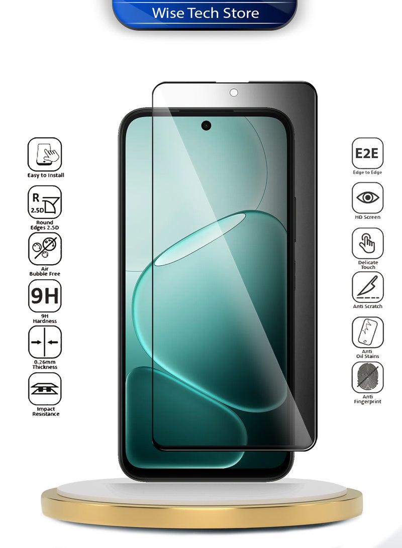 دبليو تيك واقي شاشة زجاجي مقسى كامل الغطاء بكامل الغراء لسلسلة Oppo A6x 5G 2025 Premium E2E للخصوصية (MSGECP) - شفاف/أسود - Image 2