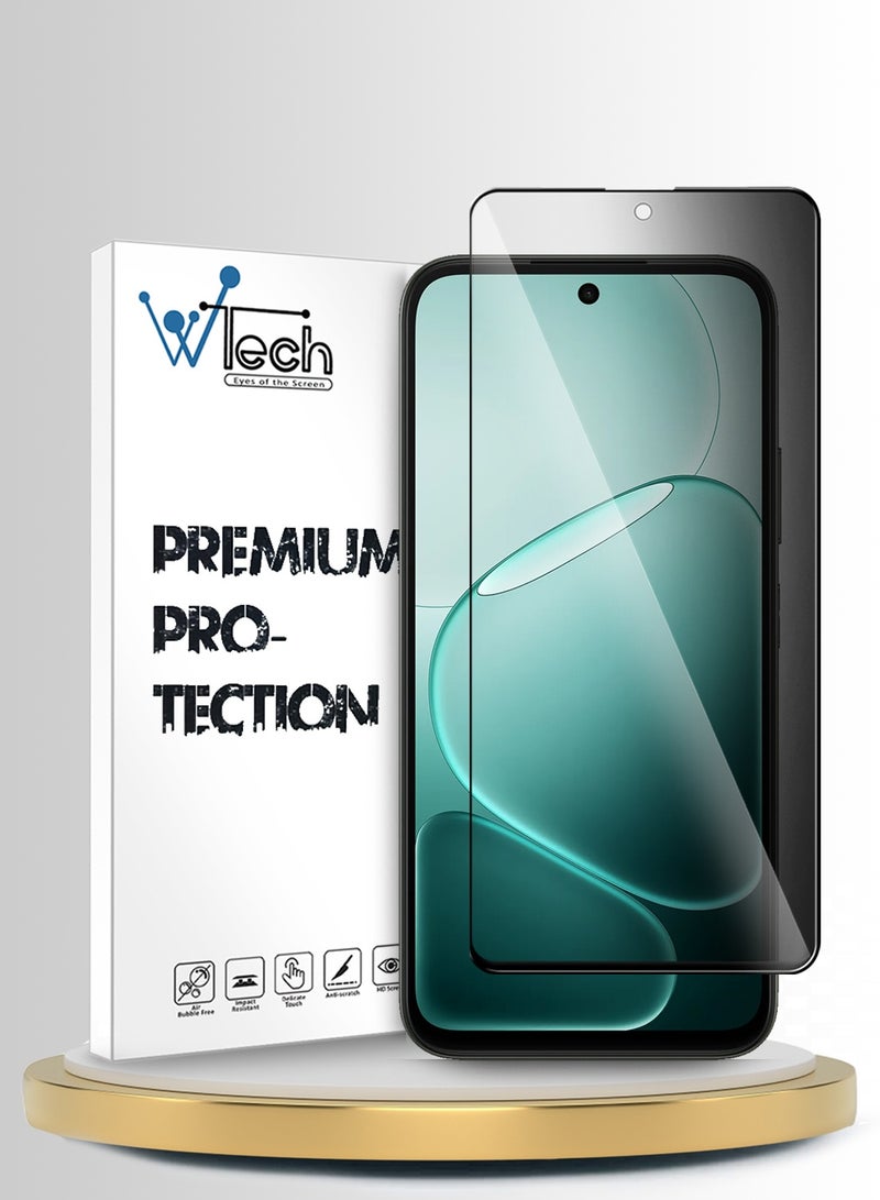 دبليو تيك واقي شاشة زجاجي مقسى كامل الغطاء بكامل الغراء لسلسلة Oppo A6x 5G 2025 Premium E2E للخصوصية (MSGECP) - شفاف/أسود - Image 1