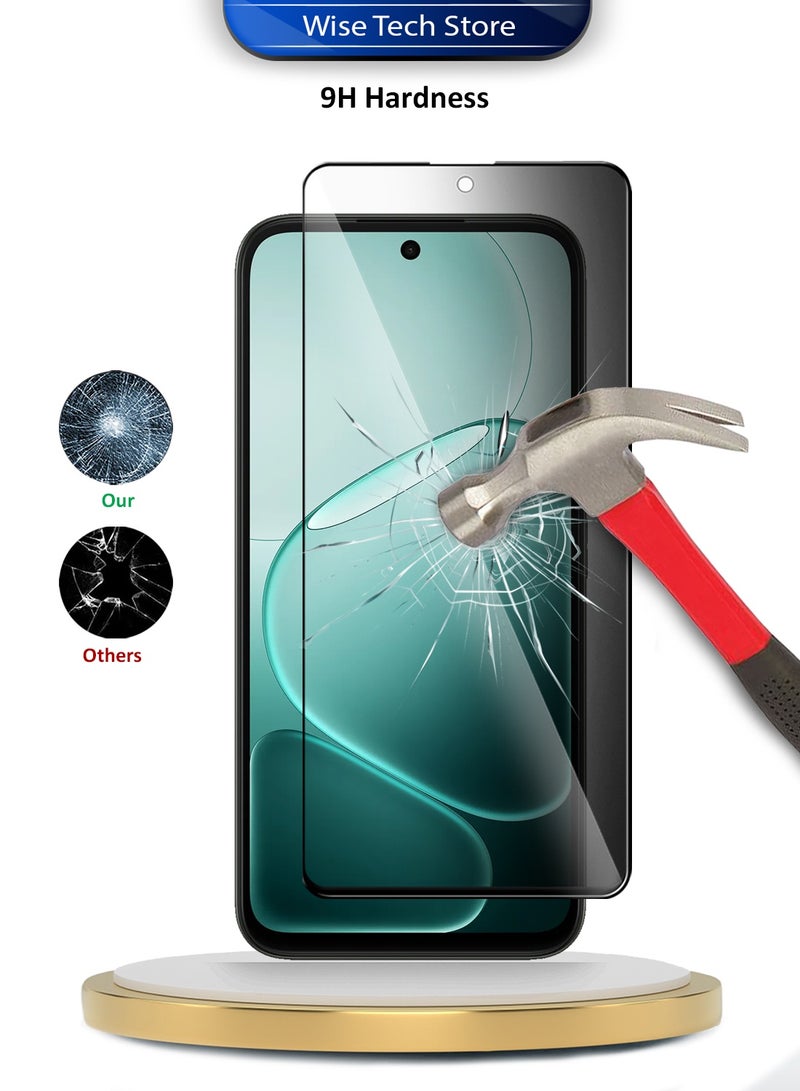 دبليو تيك واقي شاشة زجاجي مقسى كامل الغطاء بكامل الغراء لسلسلة Oppo A6x 5G 2025 Premium E2E للخصوصية (MSGECP) - شفاف/أسود - Image 3